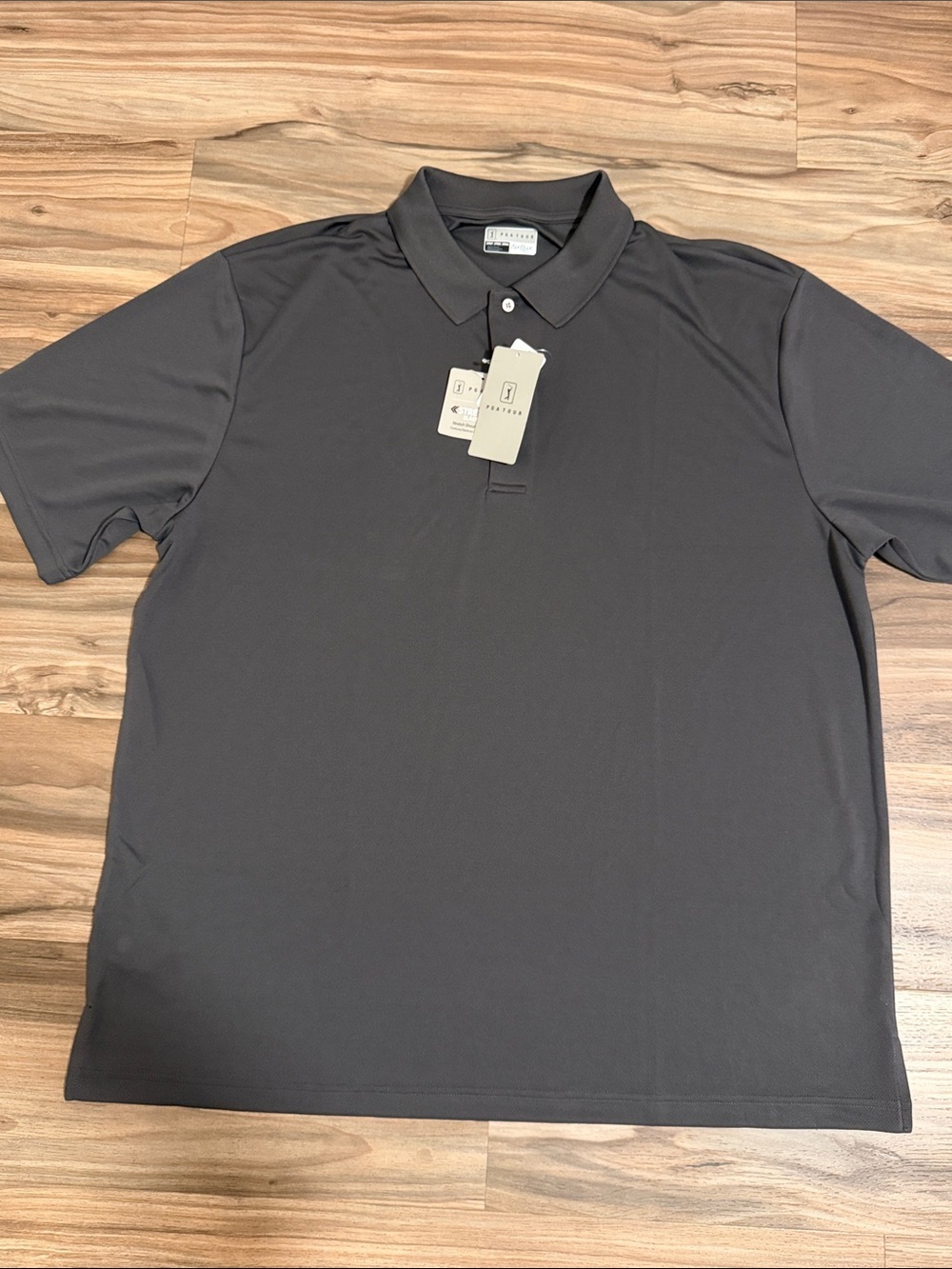 PGA TOUR Mens Solid Mesh Airflux Short Sleeve Golf Polo Shirt Gray 2XLT NWT